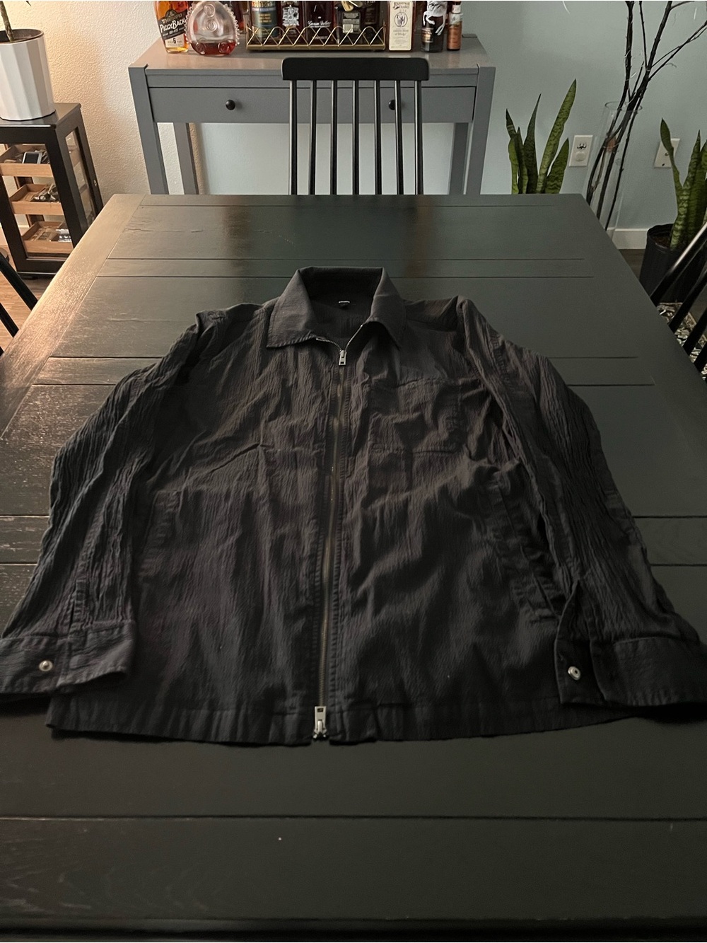 Express Black Lightweight Zip-Front Shirt Jacket